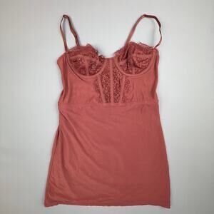 Urban Outfitters Sheer Lace Corset Mini Slip Dress Brown S